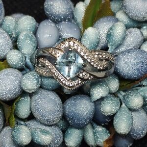 Zales Light Topaz Sterling Ring with Lab-Created White Sapphires